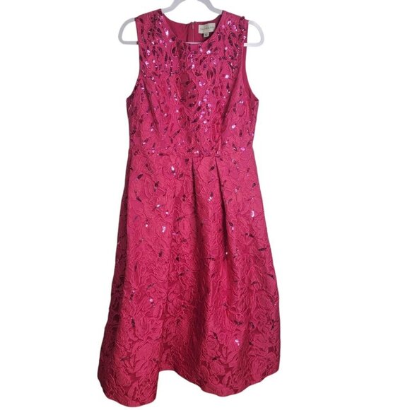 Sachin & Babi Ashley Brocade Midi Dress Pink Glitter Pockets Lined Prom Formal - Picture 4 of 16